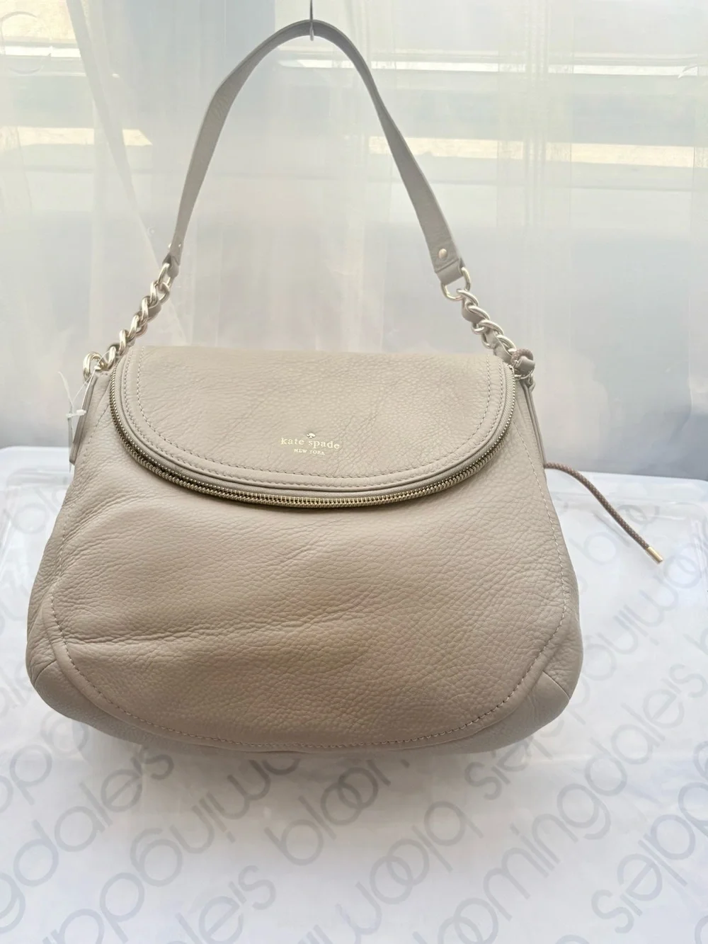 NWT Kate Spade Cobble Hill Penny Leather Shoulder Bag Oyster Gray PXRU2736
